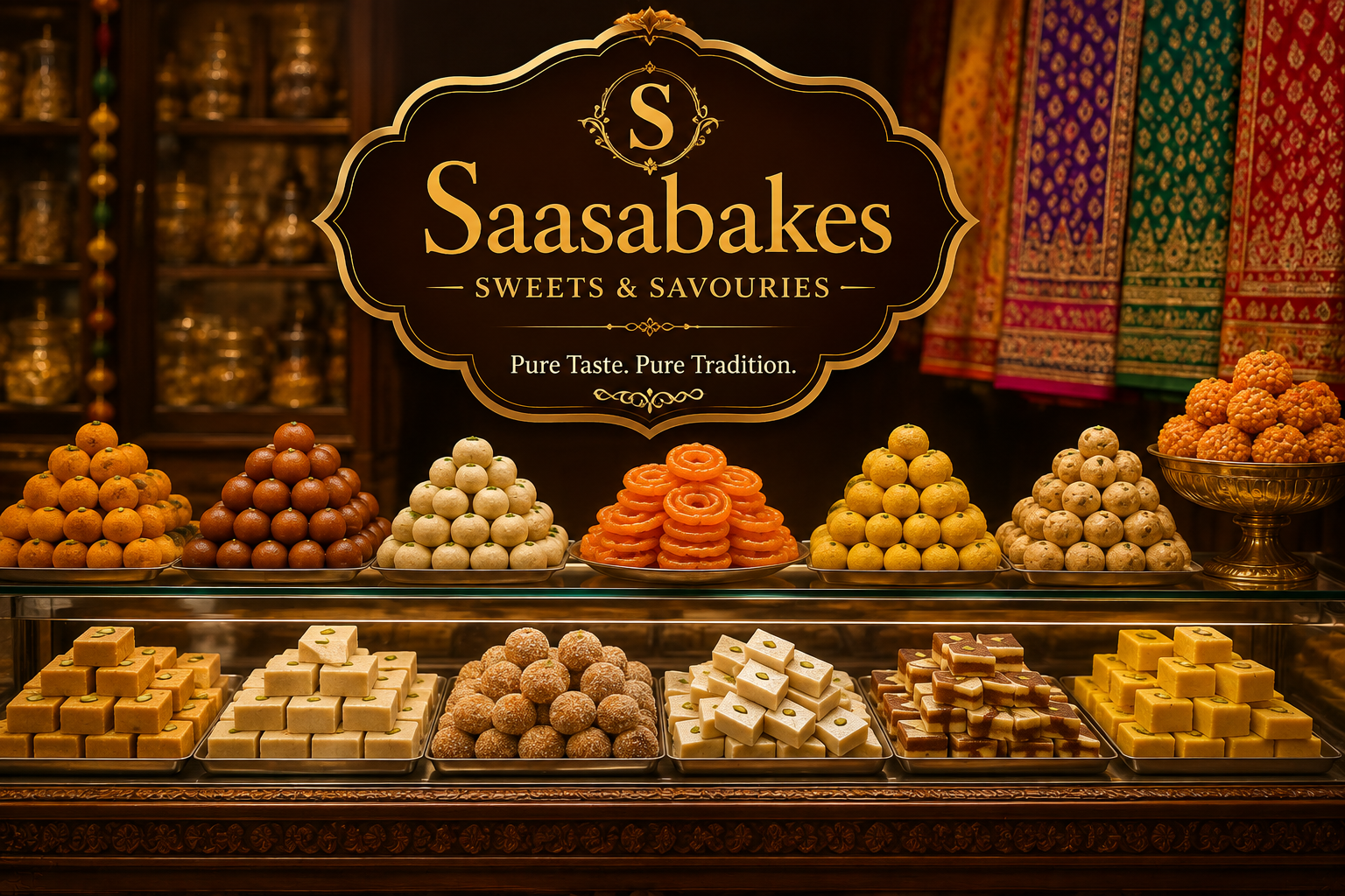 Saasabakes sweets and savouries display counter